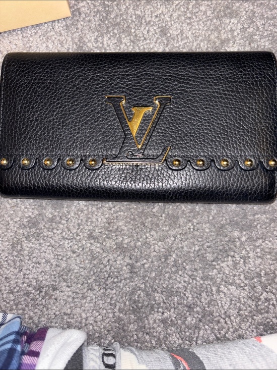 Louis Vuitton Handbags - Louis Vuitton Black Leather Continental Wallet with Gold Accents
